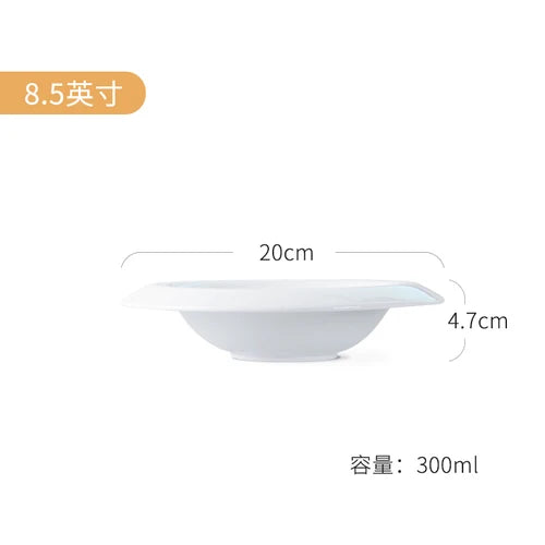Pure White Western Dinner Plate Pasta Plate Ceramic Disc Home Dish Plate Restaurant Dessert Plate Creative Snack Flat Plate