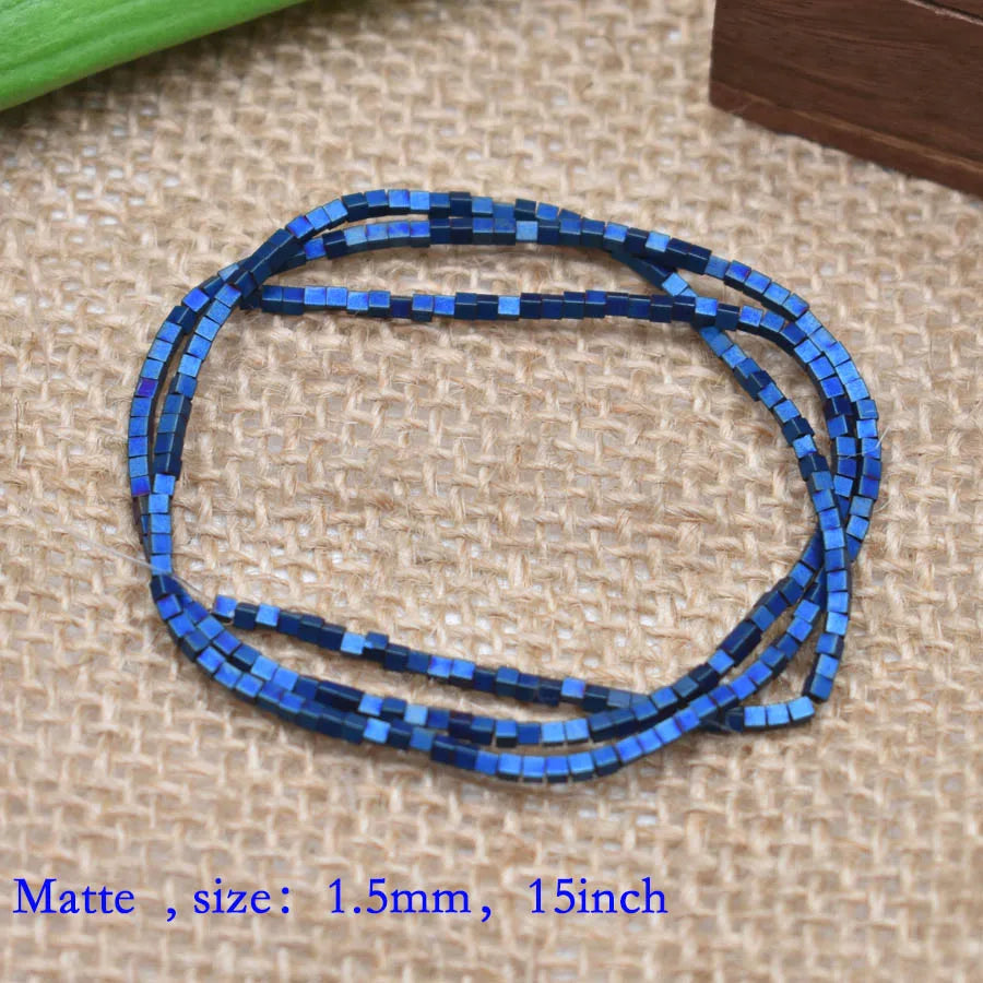 1.5mm Colorful Square Beads 274pcs Natural Stone Beads Hematite Loose Spacer Beads For Jewelry Making DIY Gift Earrings