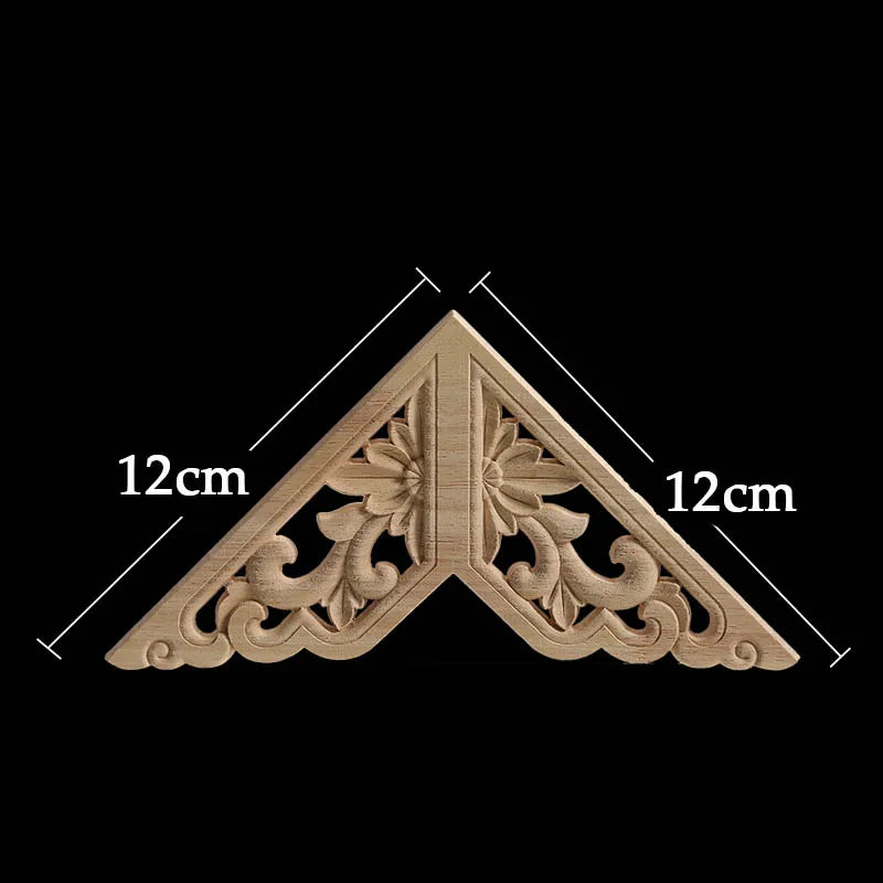 Wood Appliques Corner Flower Exquisite Carving Natural Furniture Wooden Mouldings Vintage Unpainted Accessories Decoration Decal