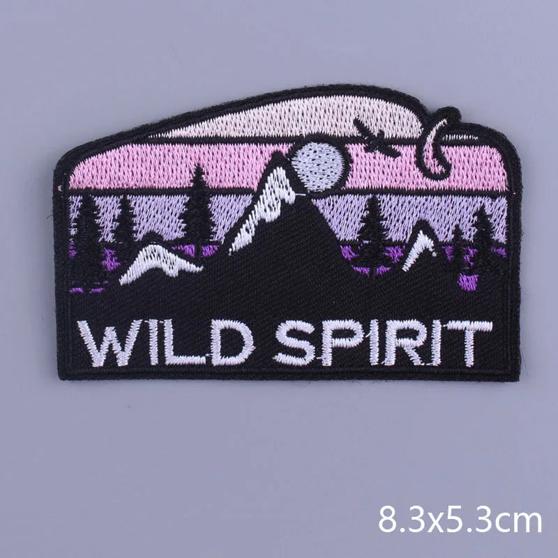 Space Adventure Patch On Clothes Embroidered Patches For Clothing Stickers Mountain Natural Appliques Waves Badge For Jacket DIY