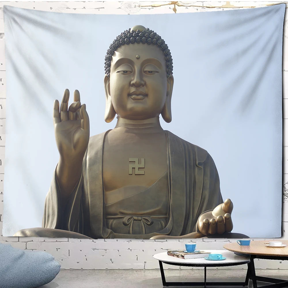 3DReligion Culture Hanging Wall Tapestry Buddha Wall Carpet Headboard Dorm Hippie Psychedelic Tapestry Tree Landscape Boho Decor