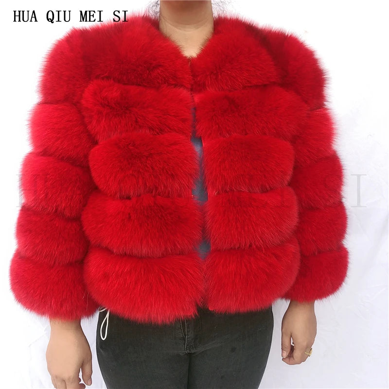 New real fox fur coat women's winter warm natural fur jacket Short raccoon fur coat 100% real fur coat high quality hot sale