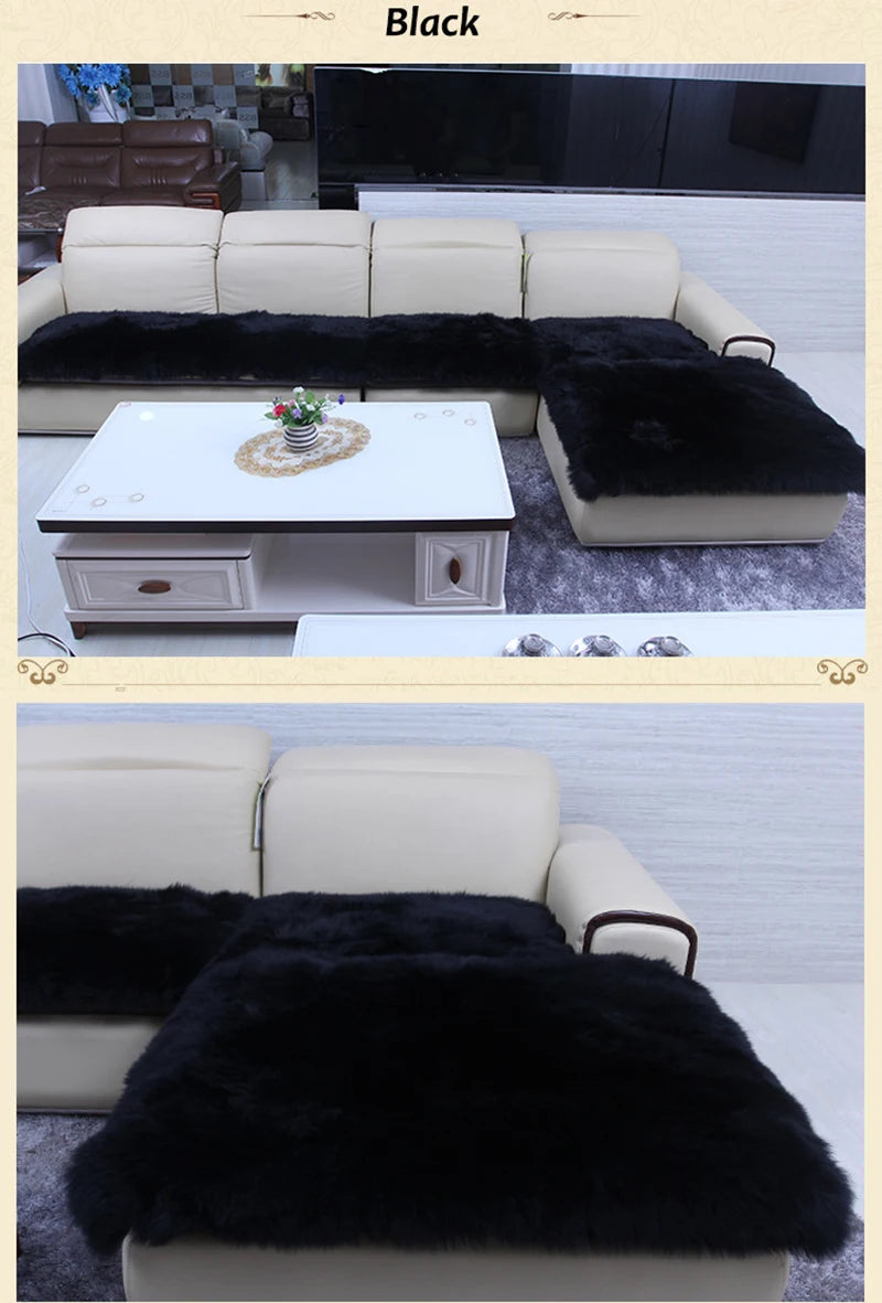 MS.Softex-Natural Sheepskin Sofa Cushion, Australian Sheepskin Floor Rug, Seat Cover, Warm Rug, Long Wool Sofa Cover, Winter