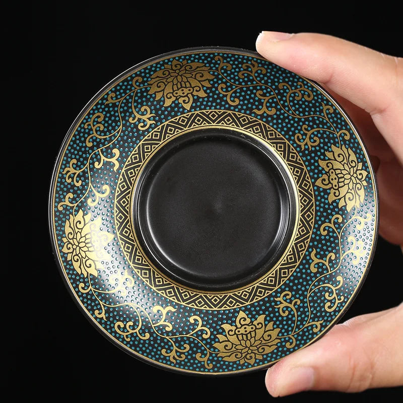 Chinese Teaset Classical Gaiwan Tea Cups Black Clay Tureen 180ml Lid Bowl Saucer Traditional Handmade Tea Brew Tea Cup