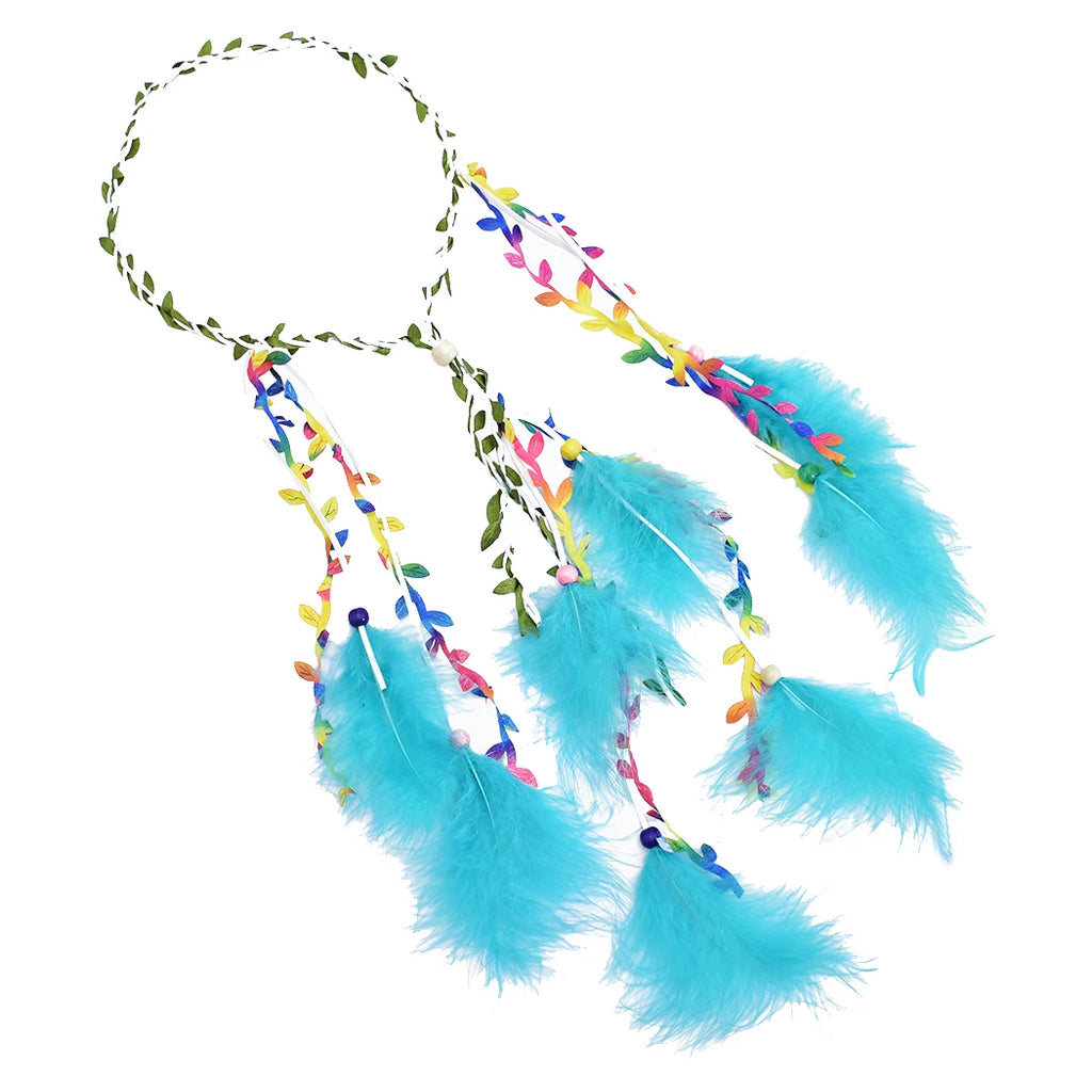 Bohemian Feather Headbands for Women White Red Feather Hairbands Hippie Jewelry Gypsy Tribal Festival Party Hair Accessories