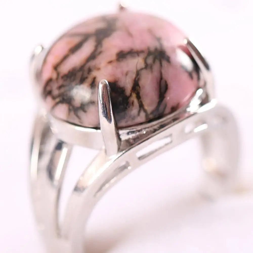 Natural Stone Black Onyx Round CAB Cabochon Bead Finger Rings Jewelry Gift