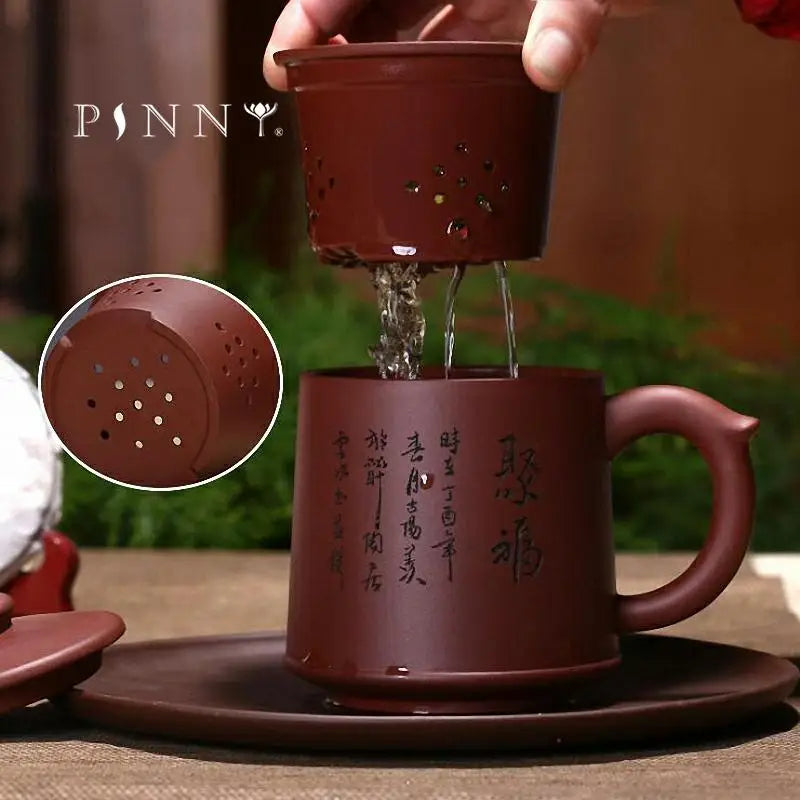 PINNY 600ml Yixing Purple Clay Tea Mugs Chinese Kung Fu Tea Set Ceramic Tea Cups Hand Made Tea Ceremony Accessories