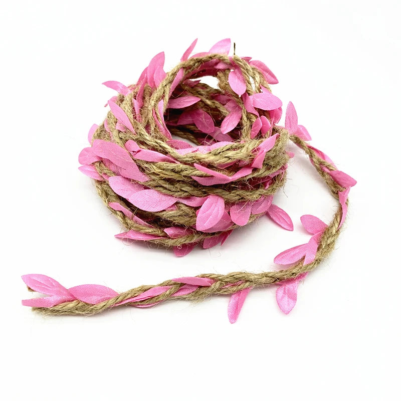 2 yards Leaf Rope Natural Hessian Jute Twine  Burlap Ribbon DIY Craft Vintage For Home Wedding Party Decor