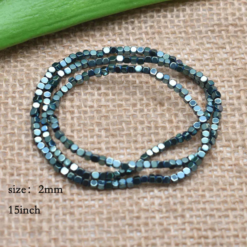 1.5mm Colorful Square Beads 274pcs Natural Stone Beads Hematite Loose Spacer Beads For Jewelry Making DIY Gift Earrings