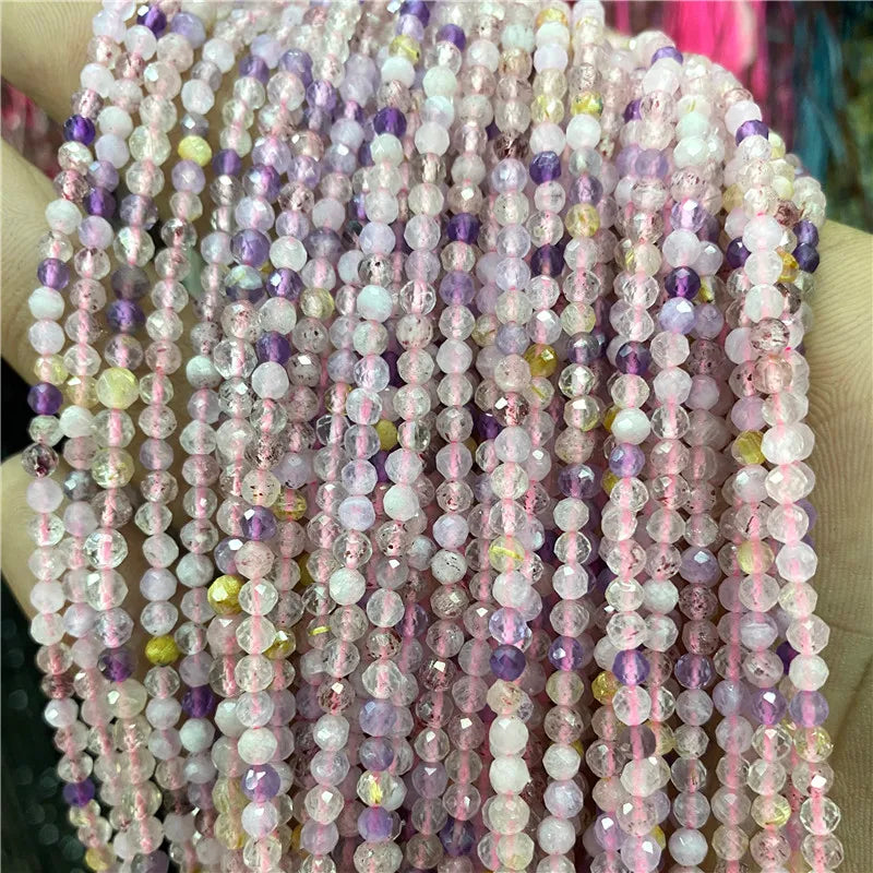 Faceted Natural 2 3 mm Stone Bead Zircon Rose Quartzs Amethysts Rubys Agates Seed Beads for Jewelry Making Beadwork DIY Supplies
