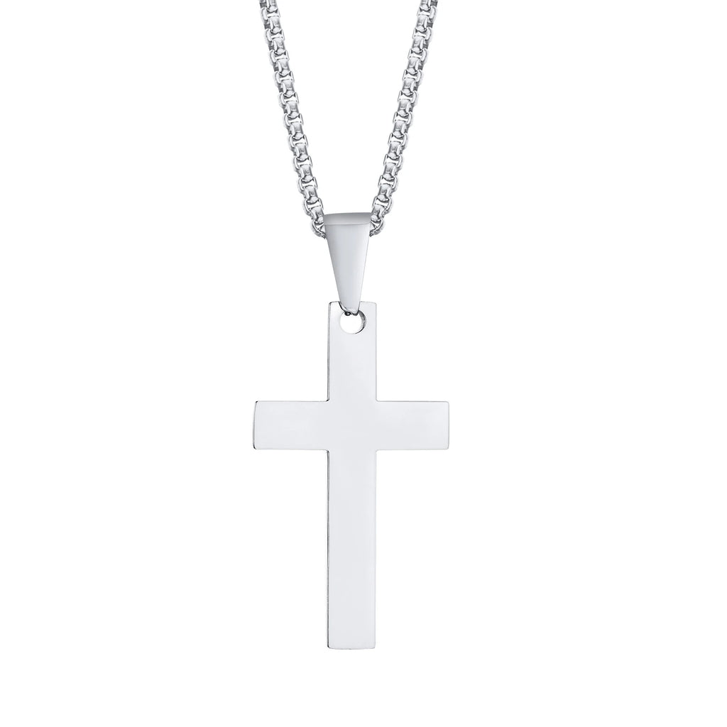 Vnox Minimalist Cross Necklaces Faith Pendant,Simple Stainless Steel Christian Prayer Religious Women Men Jewelry,Car Pendant