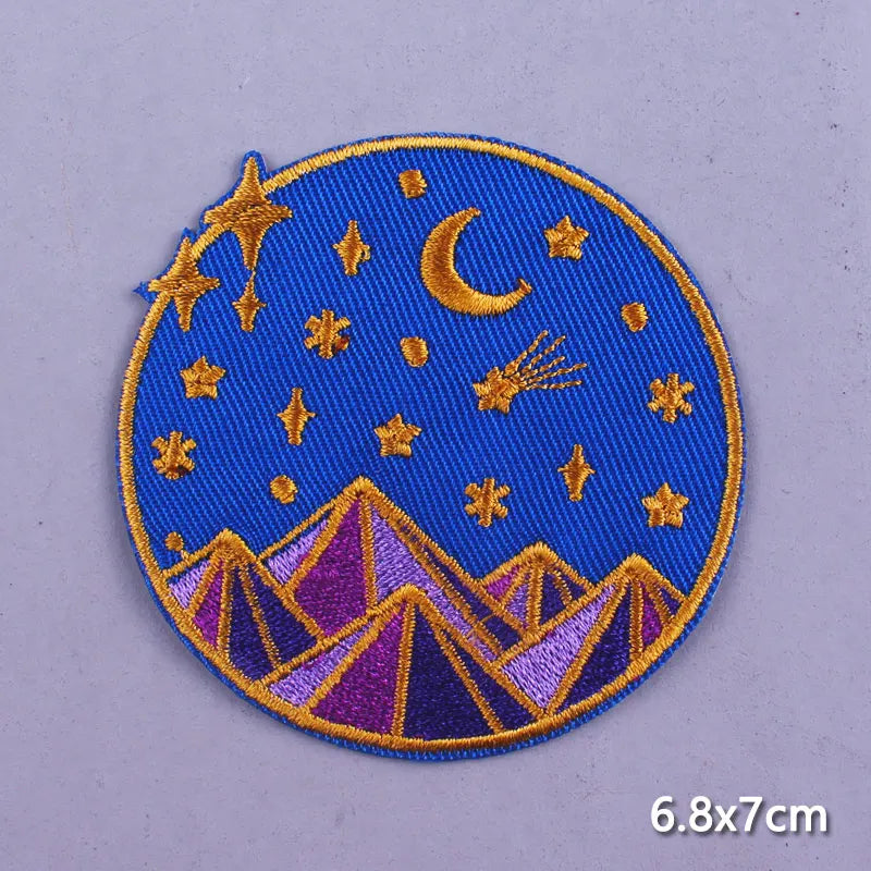 Space Adventure Patch On Clothes Embroidered Patches For Clothing Stickers Mountain Natural Appliques Waves Badge For Jacket DIY