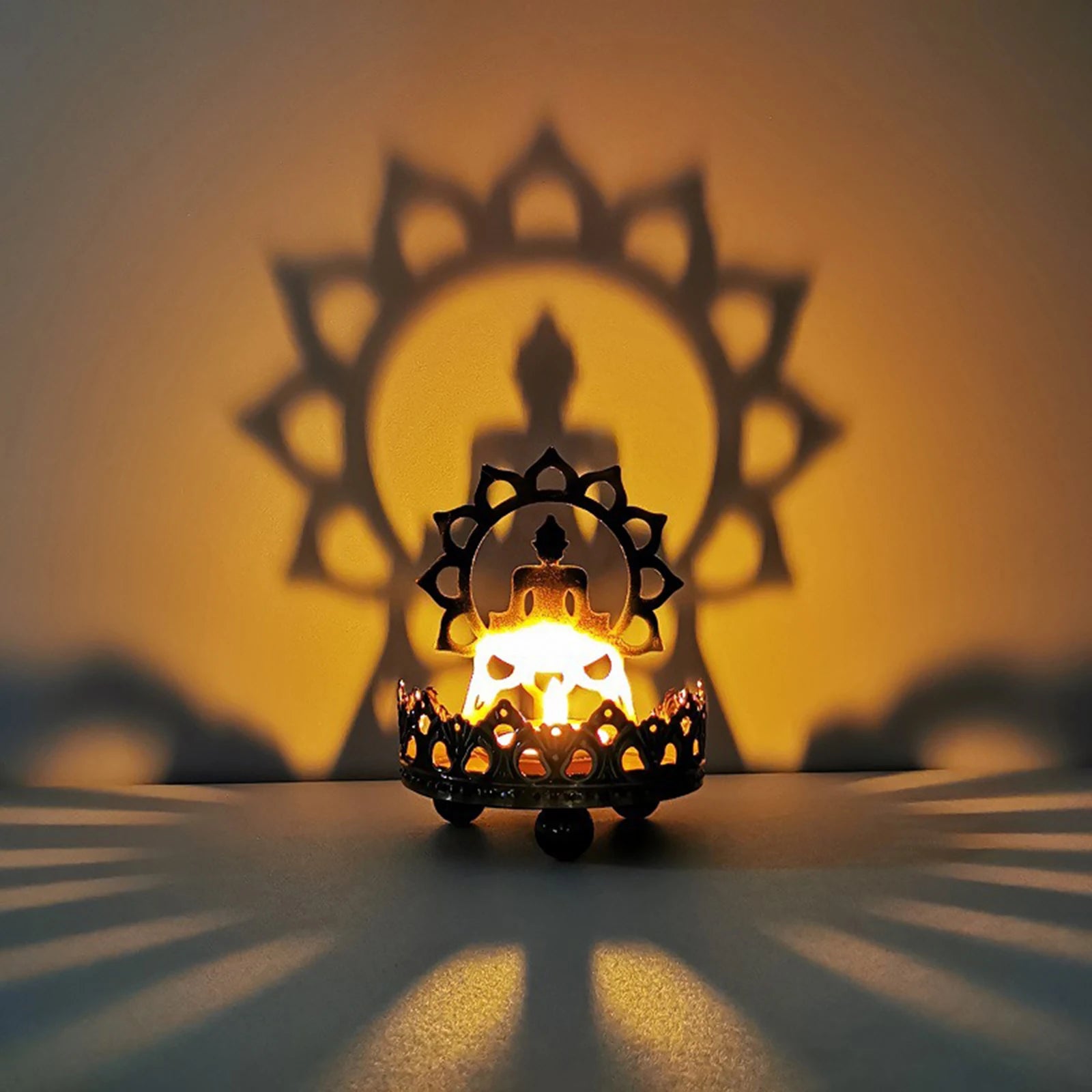 Retro Tibetan Buddha Oil Lamp Candlestick Holder Ghee Lamp Holder Candlestick for Home Desk Decoration Ornaments Buddhist Gifts