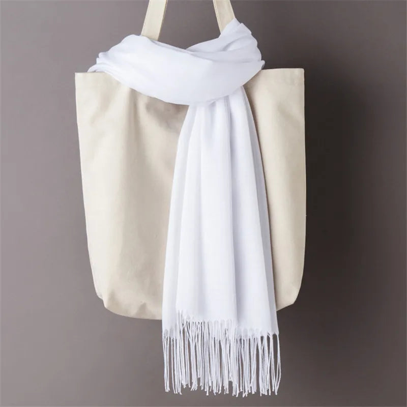 Fashion women scarf thin shawls Solid Color Women Scarf Winter Hijabs Tassels Long Cashmere Like Pashmina Hijabs Scarves Wraps