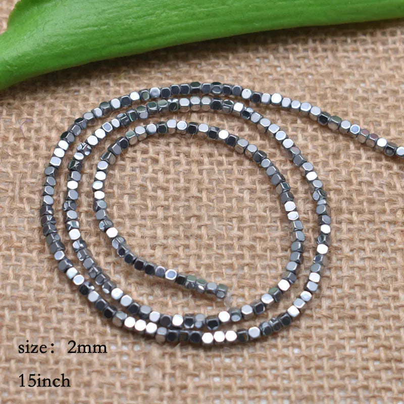 1.5mm Colorful Square Beads 274pcs Natural Stone Beads Hematite Loose Spacer Beads For Jewelry Making DIY Gift Earrings