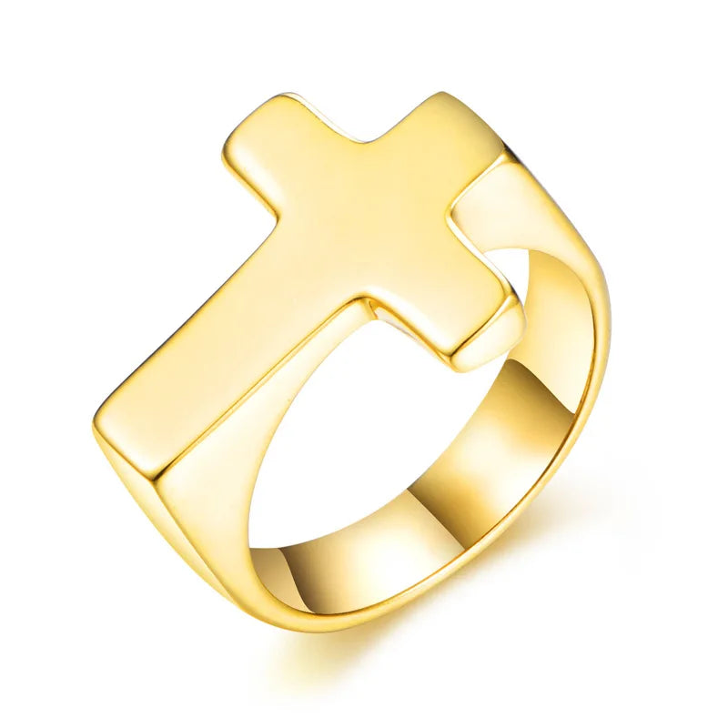 Stainless steel simple cross ring Protestant Christian cross religious ring