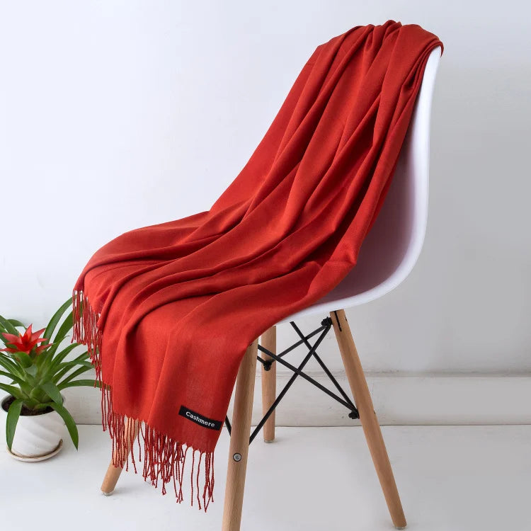 Fashion women scarf thin shawls Solid Color Women Scarf Winter Hijabs Tassels Long Cashmere Like Pashmina Hijabs Scarves Wraps