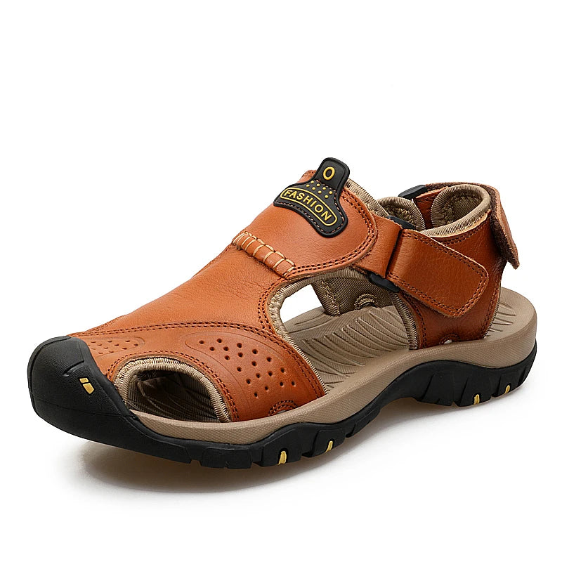 Men Sandals Genuine Leather 2021 Summer Outdoor Men Beach Sandals Big Sizes 38-48 Fashion Sandals Slippers Man Shoes