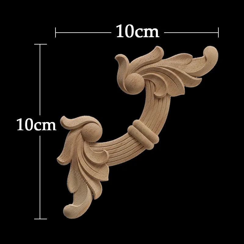 Wood Appliques Corner Flower Exquisite Carving Natural Furniture Wooden Mouldings Vintage Unpainted Accessories Decoration Decal