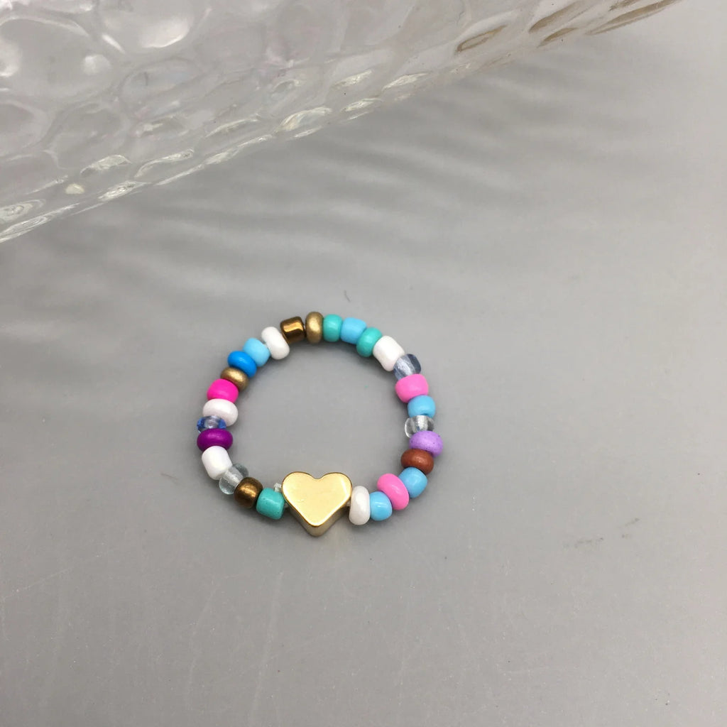 Simple Seed Beads Rings For Women Fashion Crystal Beaded Rings Cute Minimalist Coloful Beads Geometric Stacked Fine Rings