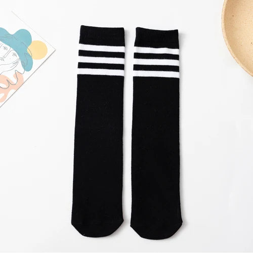 Children's Socks autumn girls middle tube pile stockings candy color classic college style football stockings half high tube