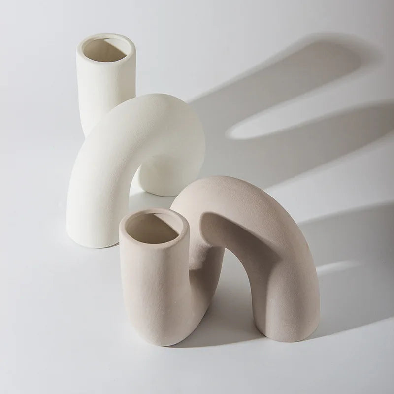Nordic Style Ceramic Vase, Modern Art Flower Arrangement Pot Ornaments, Living Room Decor Desk Office, Interior Home Decoration
