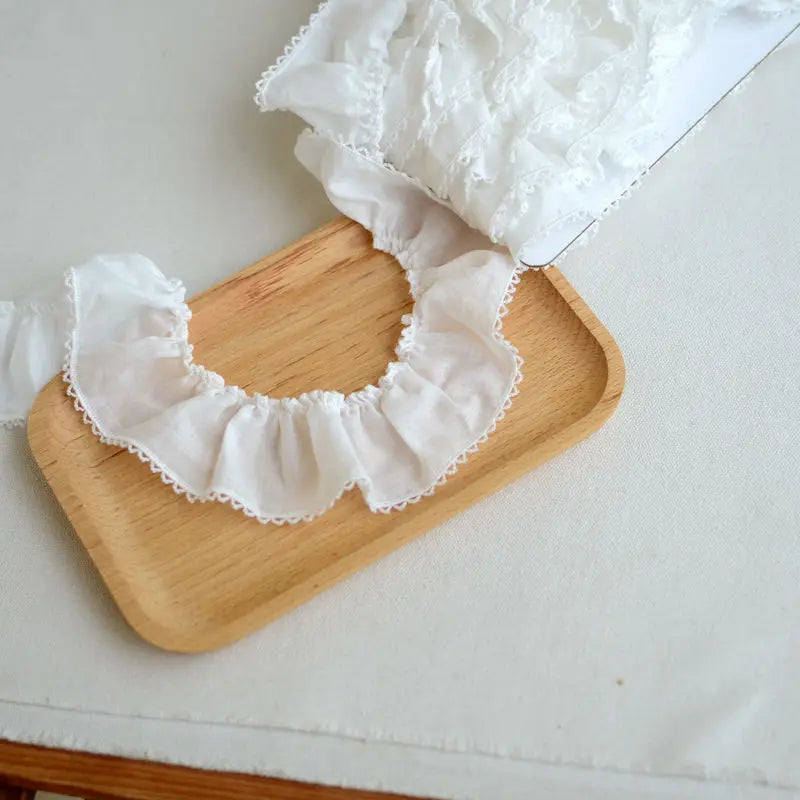1meter Frilled Cotton Cloth Lace Trim for DIY Crafts Costume Sewing Accessories Yellow White  Cotton Lace Fabric 4.8cm Width