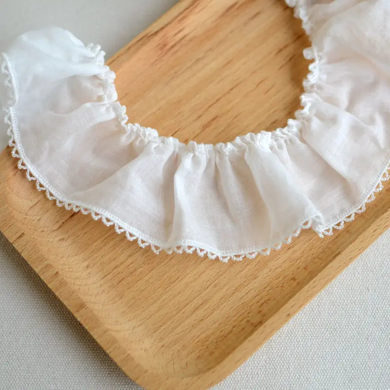 1meter Frilled Cotton Cloth Lace Trim for DIY Crafts Costume Sewing Accessories Yellow White  Cotton Lace Fabric 4.8cm Width
