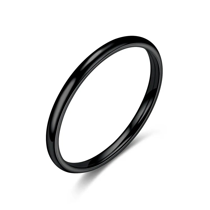 2mm Thin Rings For Man Women Girl Solid Stainless Steel Minimalist Ring  Elegant Party Tail Ring Couple Rings