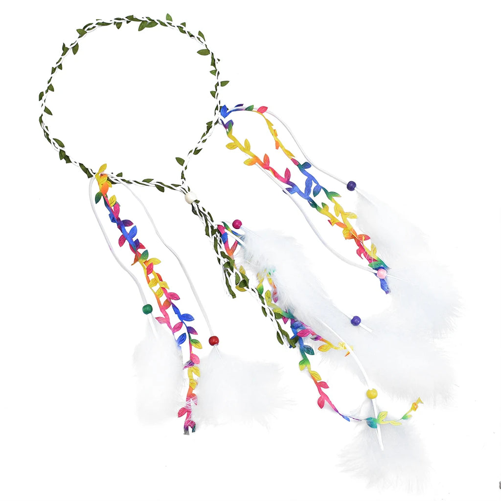 Bohemian Feather Headbands for Women White Red Feather Hairbands Hippie Jewelry Gypsy Tribal Festival Party Hair Accessories