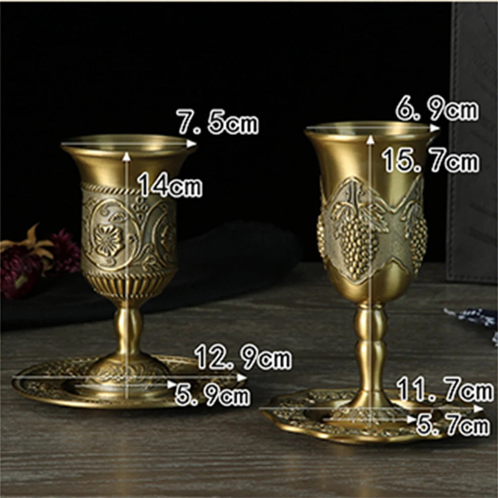 Wine Glass European Retro Liquor Glass Alloy Goblet Antique Alcohol Set Wine Cabinet Home Decoration Ornaments Bronze Wine Cup