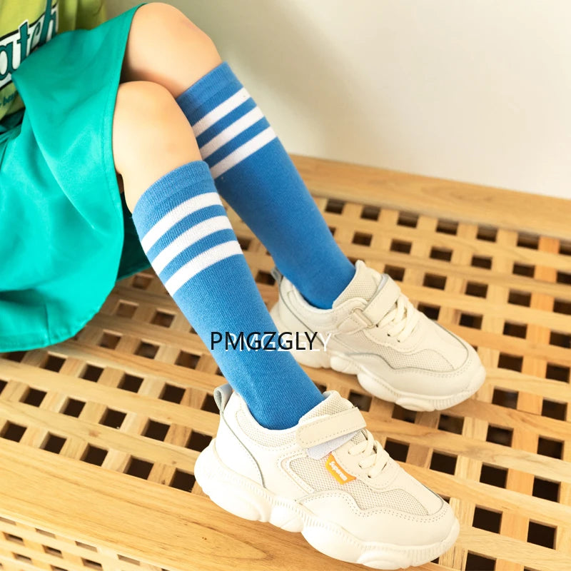 Children's Socks autumn girls middle tube pile stockings candy color classic college style football stockings half high tube
