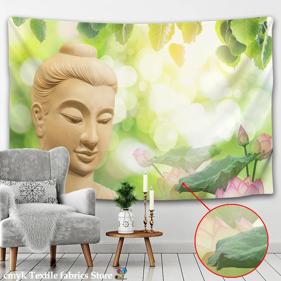 3DReligion Culture Hanging Wall Tapestry Buddha Wall Carpet Headboard Dorm Hippie Psychedelic Tapestry Tree Landscape Boho Decor