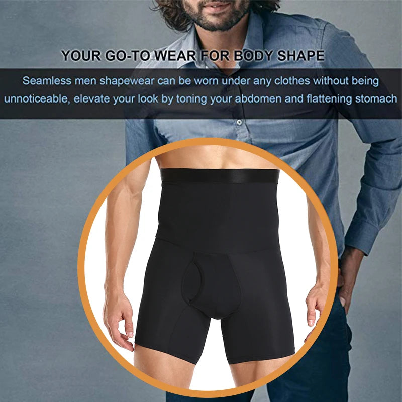 Men Body Shaper Compression Shorts Waist Trainer Tummy Control Boxer Shaping Underwear Flat Tummy Girdle Body Shaper Silicone US