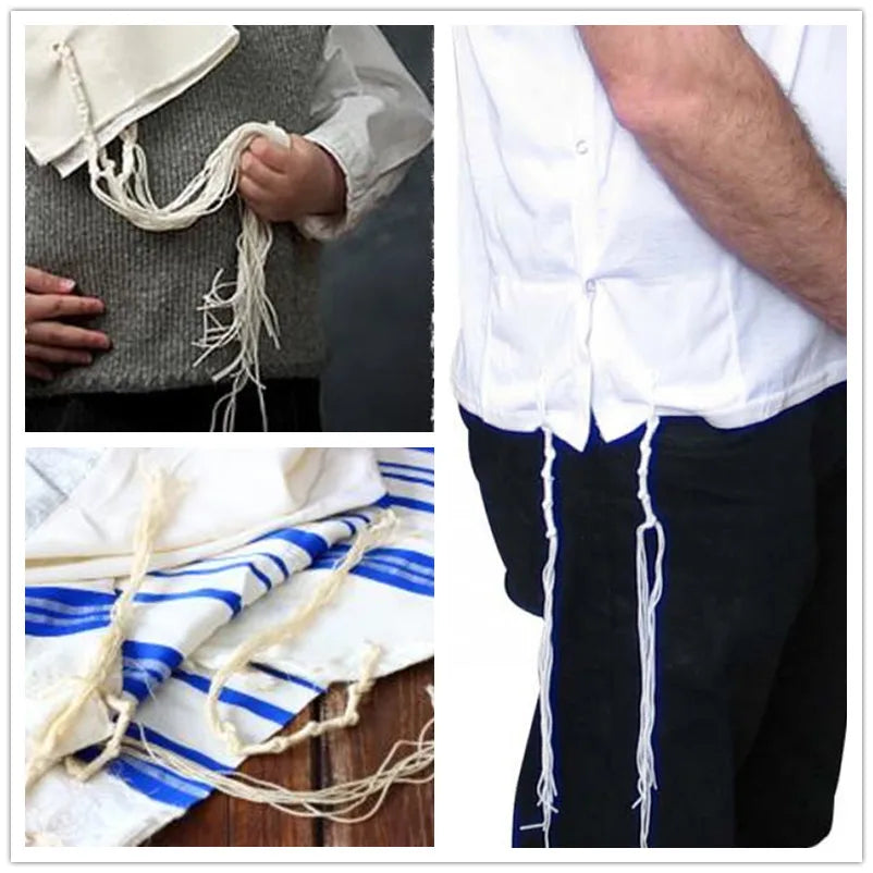 Jewish Judaica Pants/Jeans/Tallit Katan Tzitzits (Set of Four) Off-White Thread
