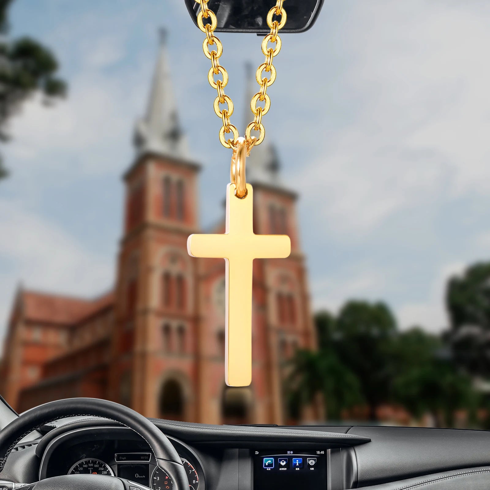 Vnox Minimalist Cross Necklaces Faith Pendant,Simple Stainless Steel Christian Prayer Religious Women Men Jewelry,Car Pendant