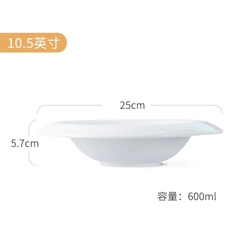 Pure White Western Dinner Plate Pasta Plate Ceramic Disc Home Dish Plate Restaurant Dessert Plate Creative Snack Flat Plate