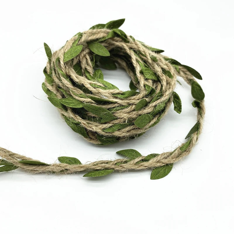 2 yards Leaf Rope Natural Hessian Jute Twine  Burlap Ribbon DIY Craft Vintage For Home Wedding Party Decor