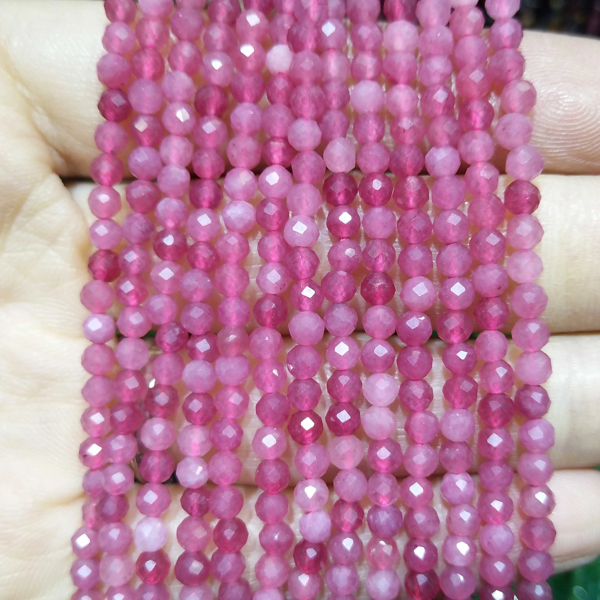 Faceted 2 3MM Natural Jades Rose Quarts Amethysts Small Round Stone Loose Bead For Jewelry Makng Charm DIY Bracele Necklace