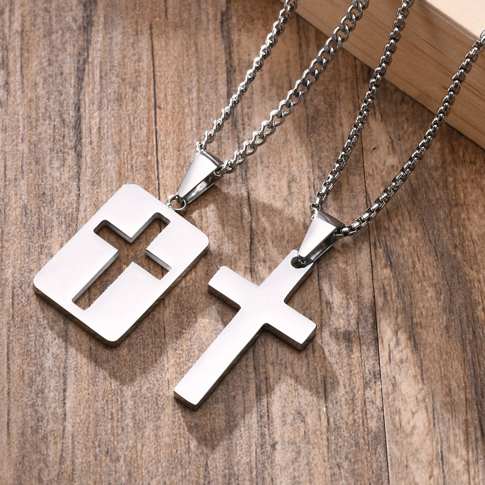 Vnox Minimalist Cross Necklaces Faith Pendant,Simple Stainless Steel Christian Prayer Religious Women Men Jewelry,Car Pendant
