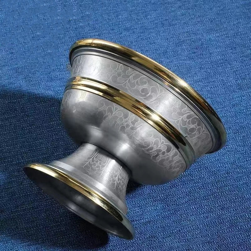 Bronze Buddhism Bowl for Indoor Decoration, Tibetan Tribute, Holy Water Cup, Buddhist Tantric Bowl Collection, Handicraft Gift