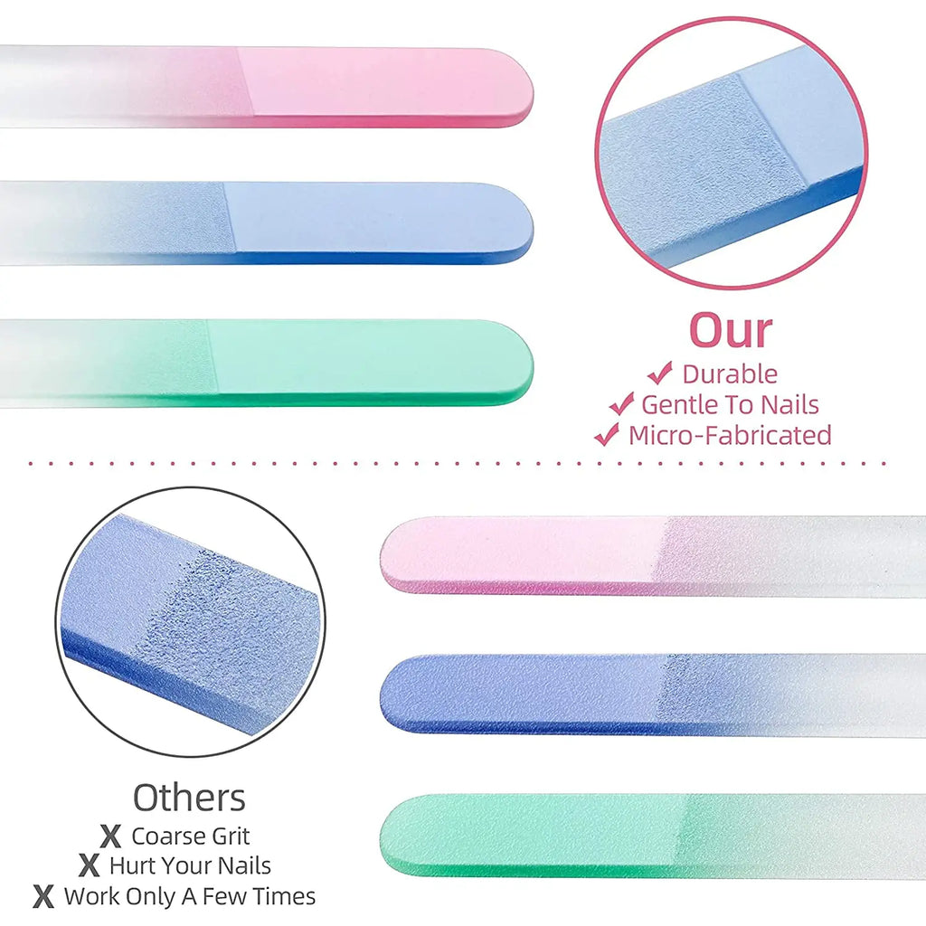 Premium Glass Nail File With Case, Crystal Nail File, Professional Salon Manicure Tool For Natural Nails, Gift For Women Girls