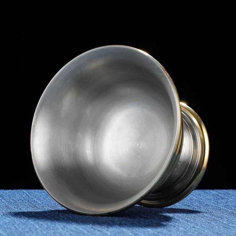 Bronze Buddhism Bowl for Indoor Decoration, Tibetan Tribute, Holy Water Cup, Buddhist Tantric Bowl Collection, Handicraft Gift