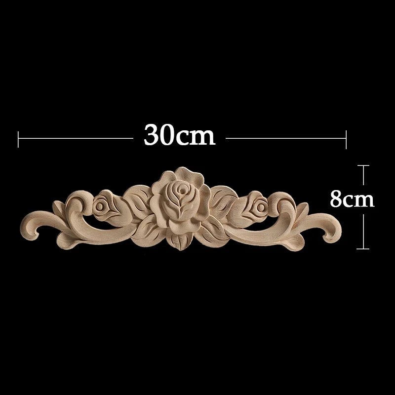 Wood Appliques Corner Flower Exquisite Carving Natural Furniture Wooden Mouldings Vintage Unpainted Accessories Decoration Decal