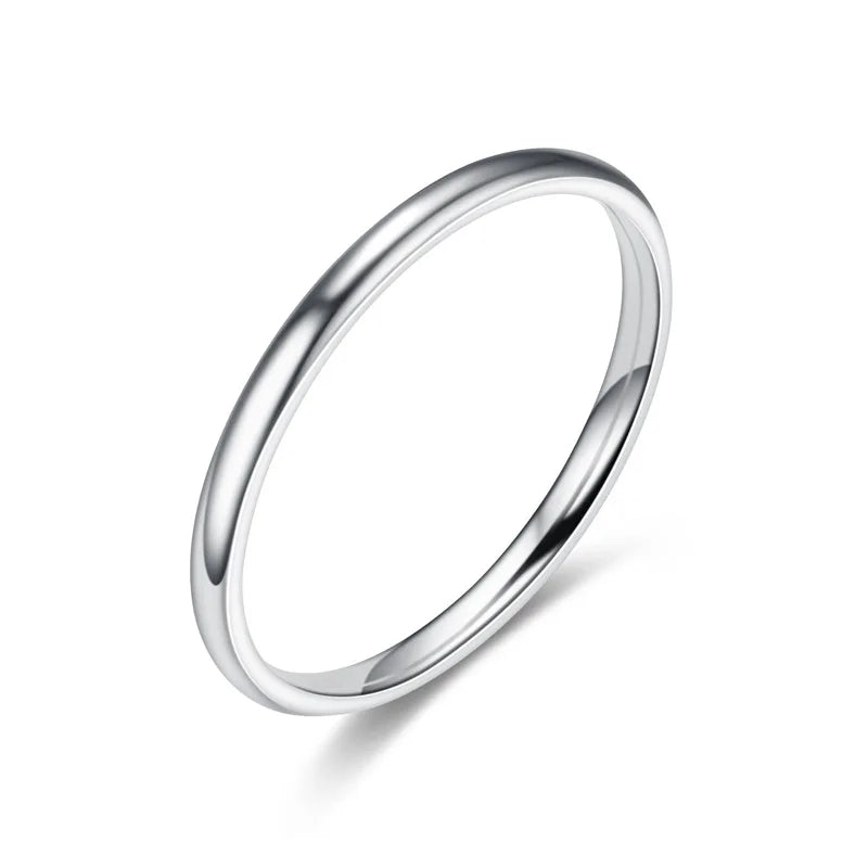 2mm Thin Rings For Man Women Girl Solid Stainless Steel Minimalist Ring  Elegant Party Tail Ring Couple Rings