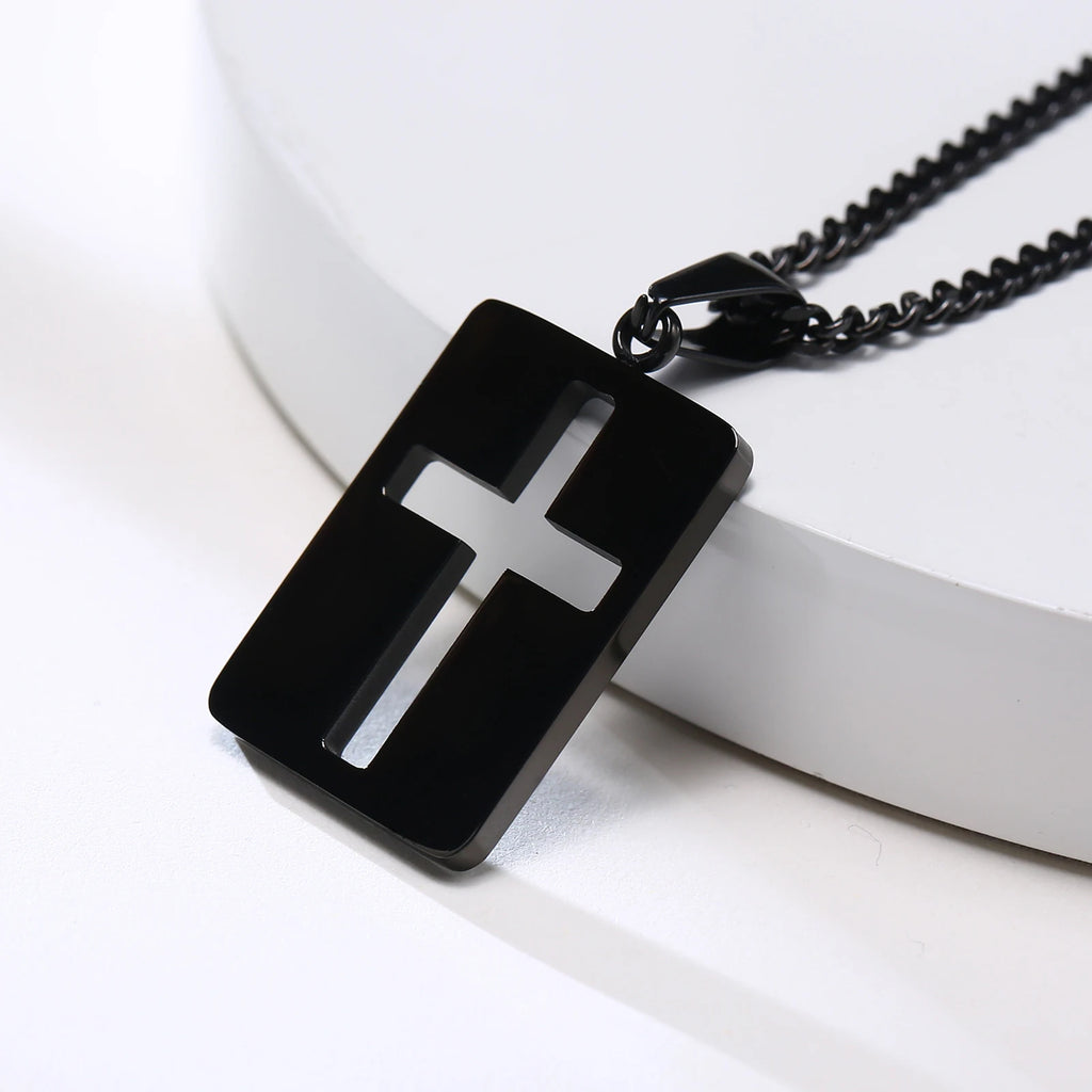 Vnox Minimalist Cross Necklaces Faith Pendant,Simple Stainless Steel Christian Prayer Religious Women Men Jewelry,Car Pendant