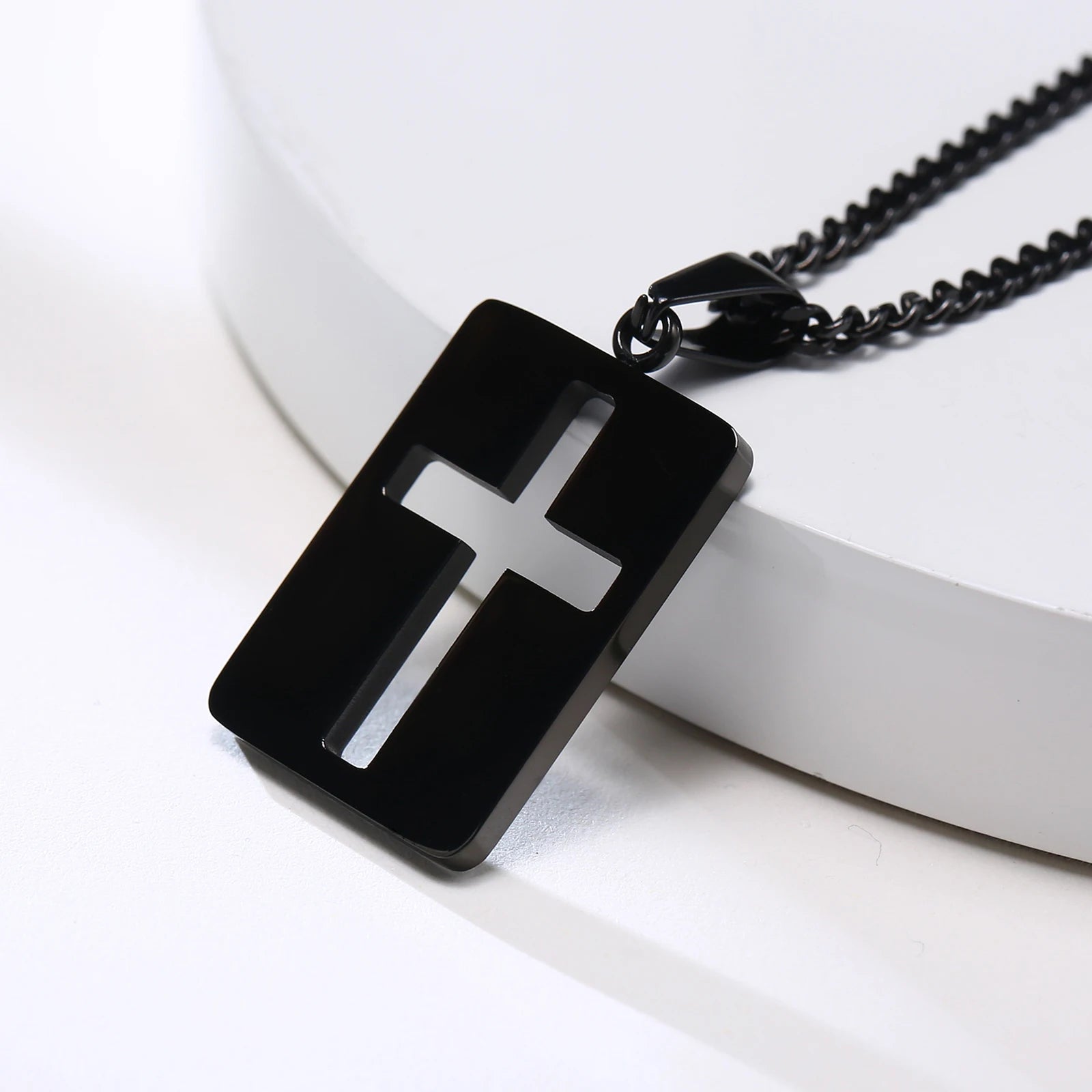 Vnox Minimalist Cross Necklaces Faith Pendant,Simple Stainless Steel Christian Prayer Religious Women Men Jewelry,Car Pendant