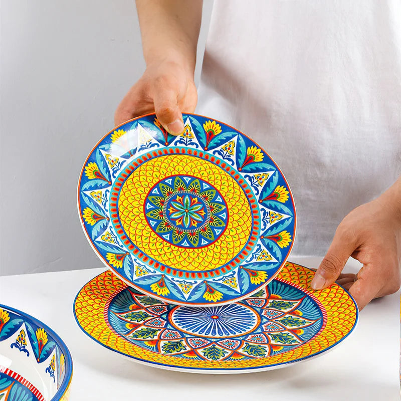 Plates Dinner Serving Ceramic Tableware Household Kettle Bohemia Rectangular Flat Dish Steak Salad Tray Soup Noodle Bowl Mug