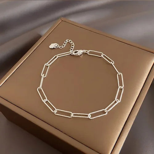 Luxury 925 Sterling Silver Bracelet Chain Women Fashion Minimalist XO Style Bracelet Designer Wedding Party Bling Jewelry Gifts