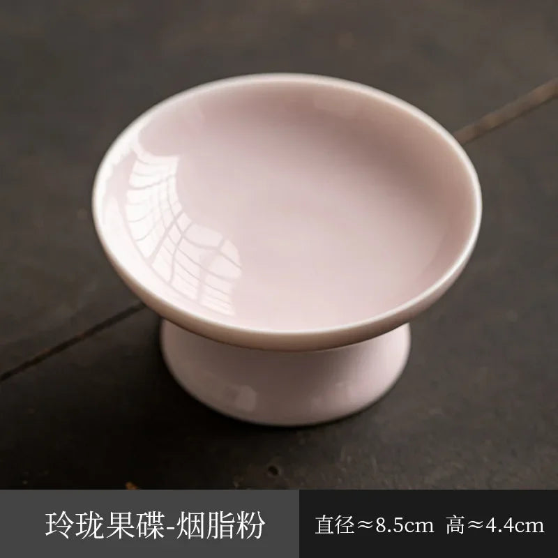 Ceramic Exquisite Dried Fruit Plate Chinese Fruit Plate Tea Tray Small Tray Melon Seeds Snack Pastry Plate Snack Plate